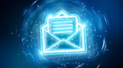 Fototapete - Digital email blue holographic interface 3D rendering