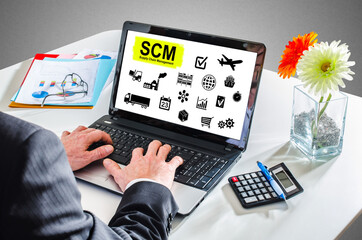 Wall Mural - Scm concept on a laptop screen