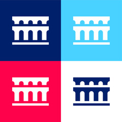 Wall Mural - Aqueduct blue and red four color minimal icon set