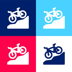 Canvas Print - Bike blue and red four color minimal icon set