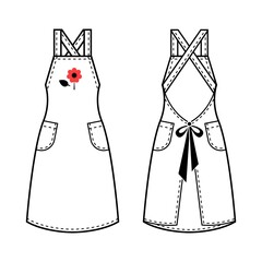 Sticker - Linen long apron with pockets unisex