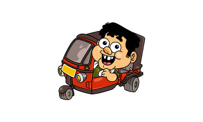 Wall Mural - Man driving Bajaj Character RG