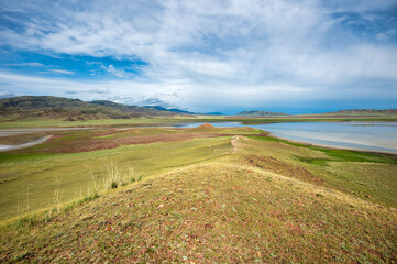 Wall Mural - landscape with lake in the mountains