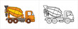 Concrete mixer truck icon. Cement mixer truck