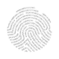 Wall Mural - Fingerprint digital identification. Circle unique fingerprint icon design for app isolated on white background. Vector