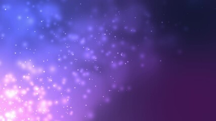 Wall Mural - blue and violet bokeh particles awards dust gradient abstract background. Futuristic in space on dark blue and violet background. Slow Motion. Looped Animation of Wind Particles In The Air With Bokeh.