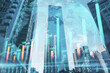 © Who is Danny - Abstract city background with glowing globe and forex chart. Trade and finance concept. Double exposure.