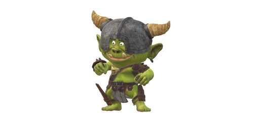 Wall Mural - 3d little troll on a white background