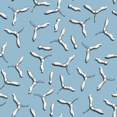 Wall Mural - Seamless pattern with red maple seeds. Seasonal design for wallpaper, background, fabric, textile, packaging.