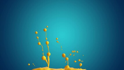 Canvas Print - Slow Motion shot of orange juice splash isolated on blue background with alpha channel. 3d 4K