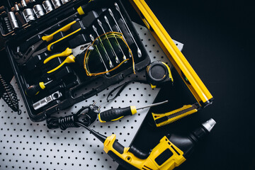 Set of tools in a tool kit isolated