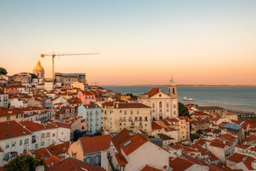 Wall Mural - Lisbon Portugal Alfama rooftops sea view.
view of the old town. 