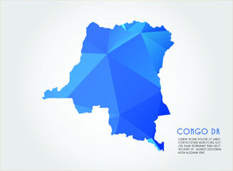 congo DR map blue Color on white background