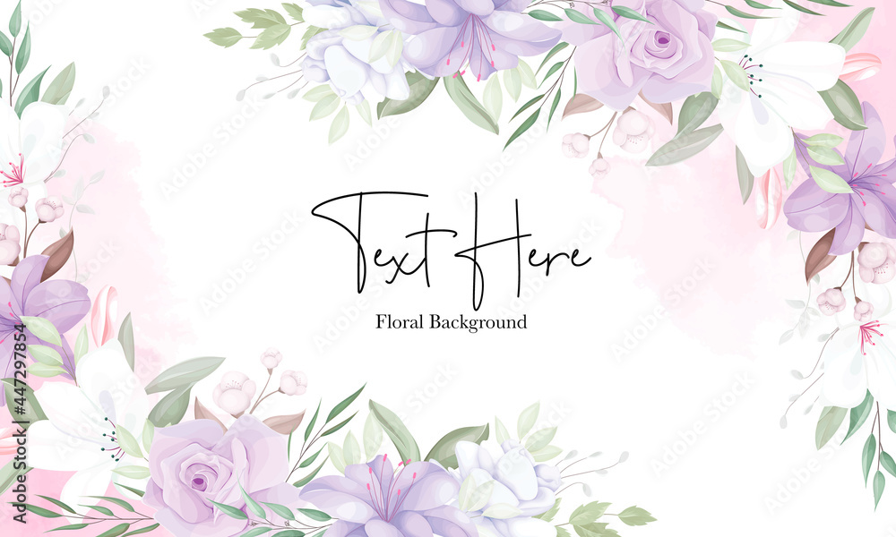 Romantic purple floral background template Stock Vector | Adobe Stock
