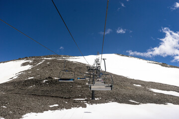 Wall Mural - Great nature mountain landscapes. Fantastic perspective of caucasian snow inactive volcano Elbrus and clearly blue sky background. Russia