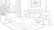 Vector illustration, interior of a room, bedroom in a modern style