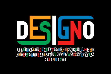 Wall Mural - modern style font design, alphabet letters and numbers vector illustration