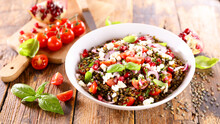Lentil Salad With Tomato, Cheese And Pomegranate