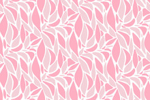 Abstract Seamless Pattern With Pink Organic Shapes, Leaves. Vector Illustration Monochrome Background Design. Fabric, Textile, Wrapping Paper, Wallapaper.