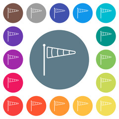 Poster - Windsock indicator outline flat white icons on round color backgrounds