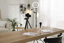 Ring Light, Camera And Microphone For Blogging In Room