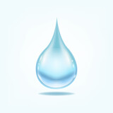 Fototapeta Sypialnia - Water splashes, blue liquid Mineral Water droplet. Transparent vector water splash and water drop on light background.