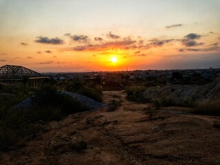 sunset over the river