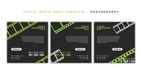 Set of social media template. Social media post template with film roll design