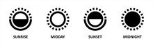 Day And Night, Dark And Light Modes. Screen Modes Icons Set. Screen Brightness And Contrast Level Control Icons. Day Night Switch. Vector Illustration