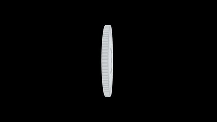 Poster - Bitcoin BTC cryptocurrency isolated silver coin on black and green screen loopable background. Rotating silver metal looping abstract concept. 3D loop seamless animation.