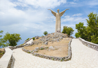 Maratea (Basilicata, Italy) - The touristic and colorful sea village in southern Italy, Basilicata region, with the attraction of giant and panoramic statue of Cristo Redentore