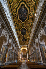 Interior Of Amalfi Cathedral (Cattedrale Di Sant'Andrea) Seen From The Entrance, Italy