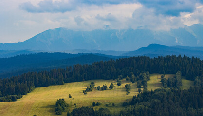 Wall Mural - landscape mountains with clouds, Pieniny Poland