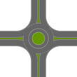 Empty roundabout top view. Circular traffic intersection. Round road junction isolated on white background. City map element. Vector flat illustration. 