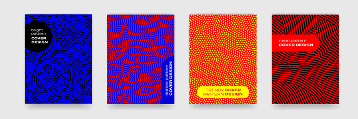 Aufkleber - Background patterns with abstract line design and vector color gradient. Modern graphic patterns with abstract geometric shapes and color halftone for cover titles