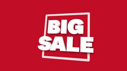 Aufkleber - Big Sale white 3D text title on red background animation render