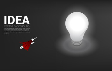 Poster - Silhouette of businessman flying to light bulb . Business Concept of creative idea and solution.