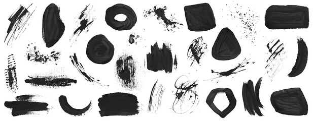 Oil texture. Acrylic paint. Textured arrangements. Black, dark, ink, white, beige illustration and elements. Background. Abstract modern print set. Logo. Wall art. Poster. Business card. Wallpaper.