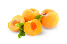Yellow Peaches Isolated On A White Background.