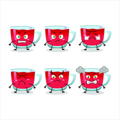 Sticker - Rooibos tea cartoon character with various angry expressions. Vector illustration