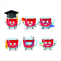 Sticker - School student of rooibos tea cartoon character with various expressions. Vector illustration