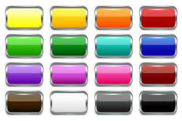 Wall Mural - plastic colored buttons in modern style. blank shiny colored buttons. banner web buttons. vector ill