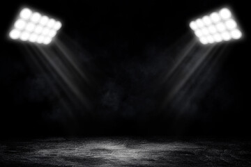 Wall Mural - empty space of studio dark room concrete floor grunge texture background with spot lighting and fog 