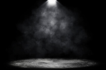 Wall Mural - empty space of studio dark room concrete floor grunge texture background with spotlight and white sm