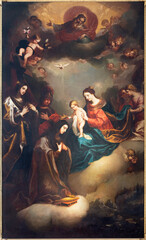 Wall Mural - VIENNA, AUSTIRA - JULI 5, 2021: The painting of  Apotheosis of Saint Elisabeth of Thüringen in Church of the Teutonic Order or Deutschordenkirche by Tobias Pock (1667).