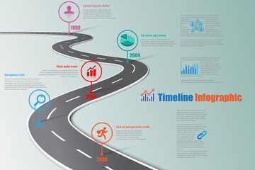 Wall Mural - Business roadmap timeline infographic template with pointers designed for abstract background milestone modern diagram process technology digital marketing data presentation chart Vector illustration