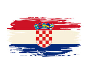 Wall Mural - Croatian flag brush grunge background. Vector illustration.