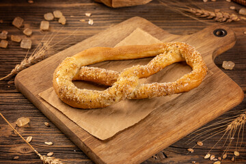 Poster - Freshly baked sweet pretzel