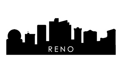 Reno skyline silhouette. Black Reno city design isolated on white background.