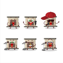 Sticker - A Cute Cartoon design concept of house fireplaces with fire singing a famous song